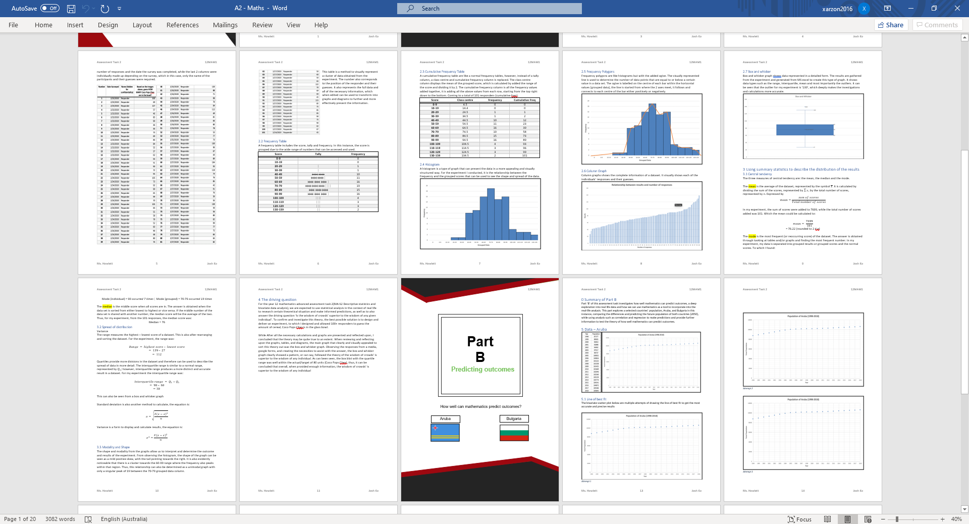 Ms word document with embedded graphs and equations